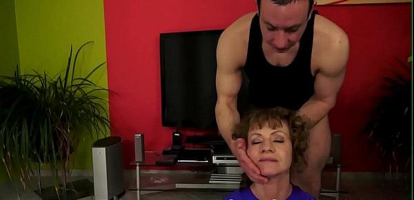  Alluring grandma banged by her yoga teacher